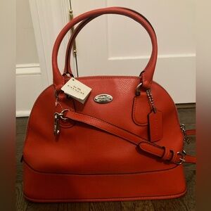 Coach Cora Dome Orange Crossgrain Leather Satchel/Crossbody